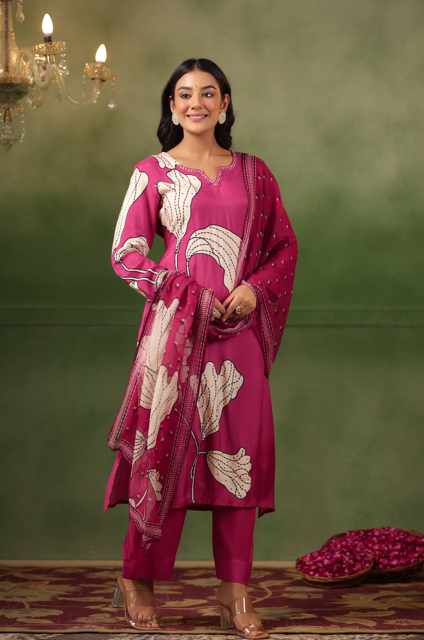 Cherry Pink Muslin Suit Set