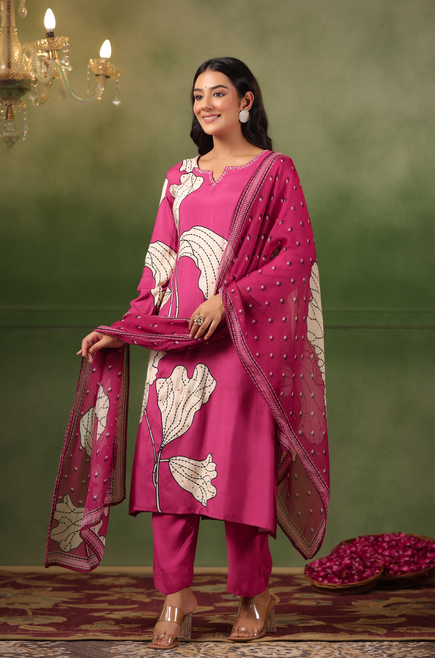 Cherry Pink Muslin Suit Set
