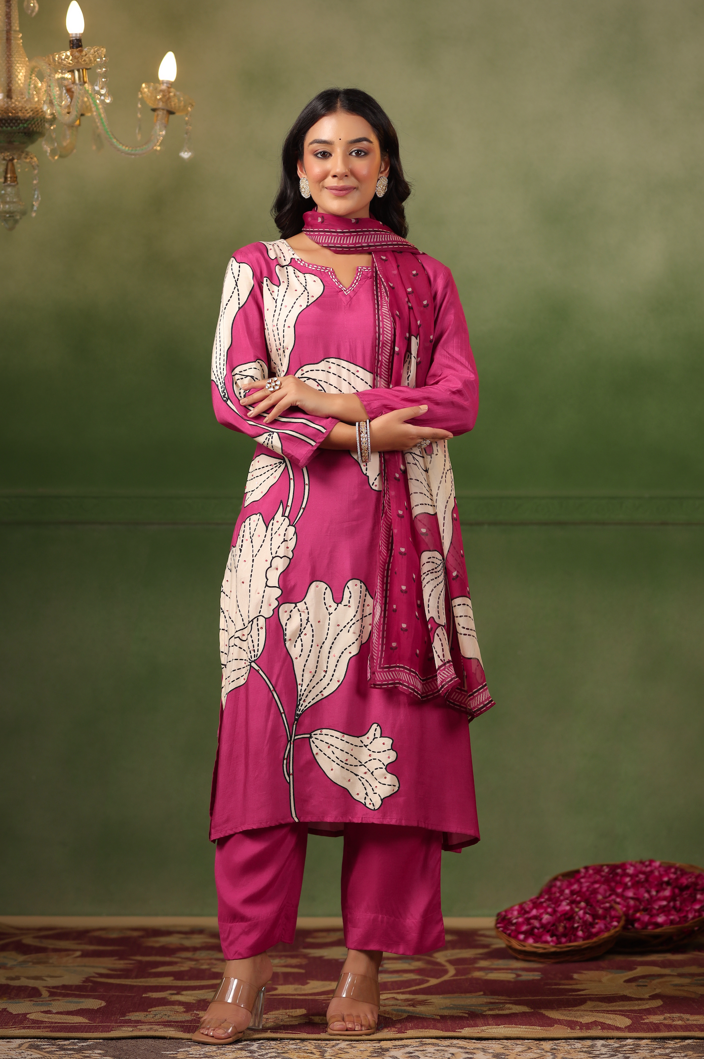 Cherry Pink Muslin Suit Set