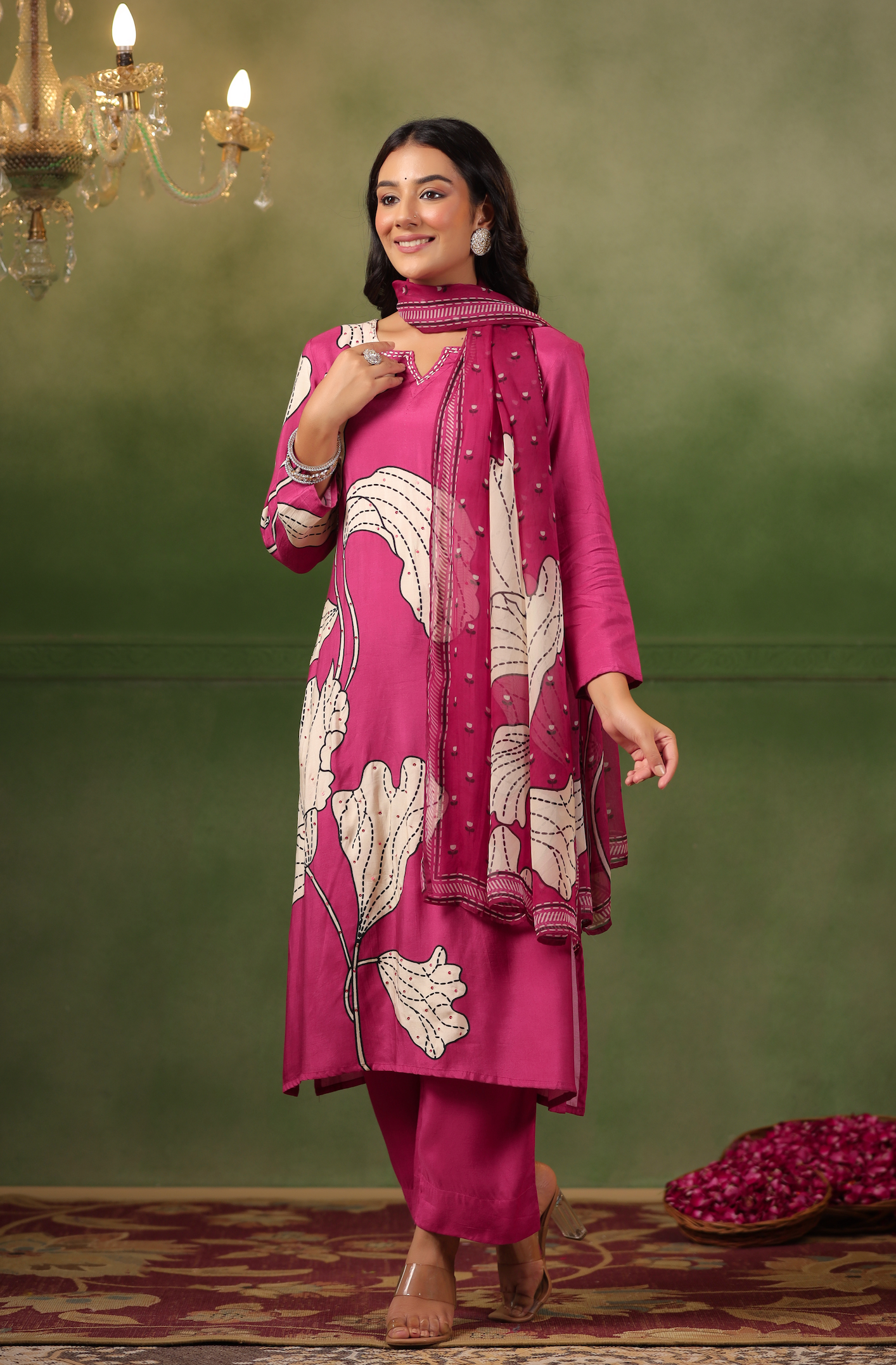 Cherry Pink Muslin Suit Set