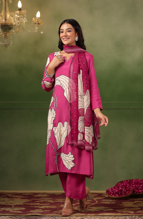 Cherry Pink Muslin Suit Set