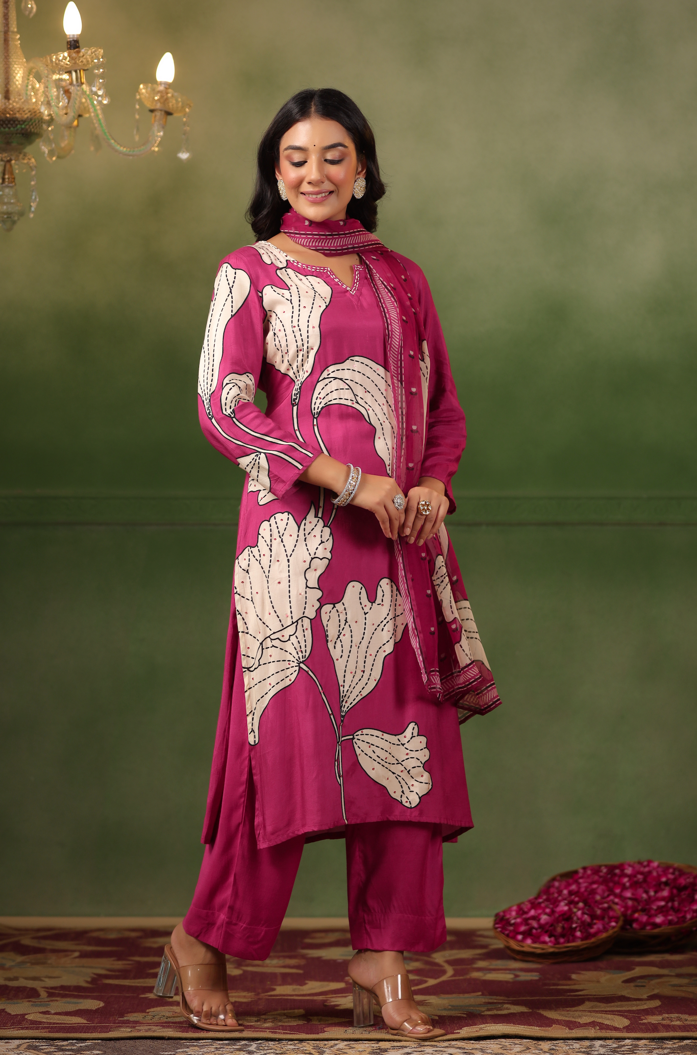 Cherry Pink Muslin Suit Set