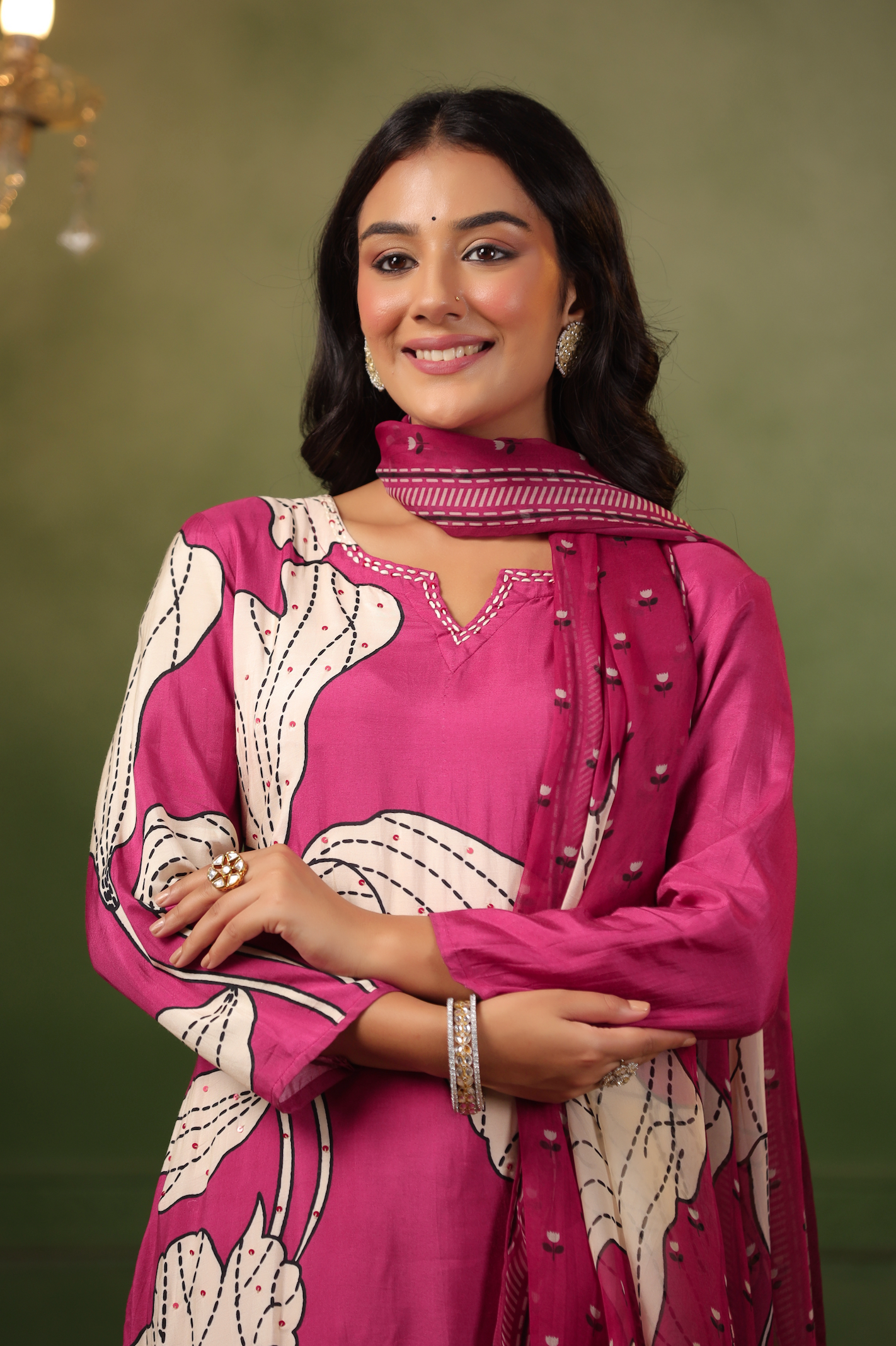 Cherry Pink Muslin Suit Set