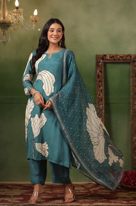Cerulean blue Muslin Suit Set