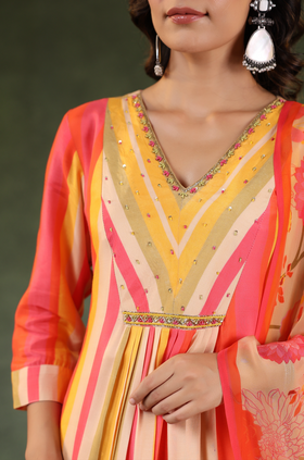 Shades of Orange Muslin Suit Set