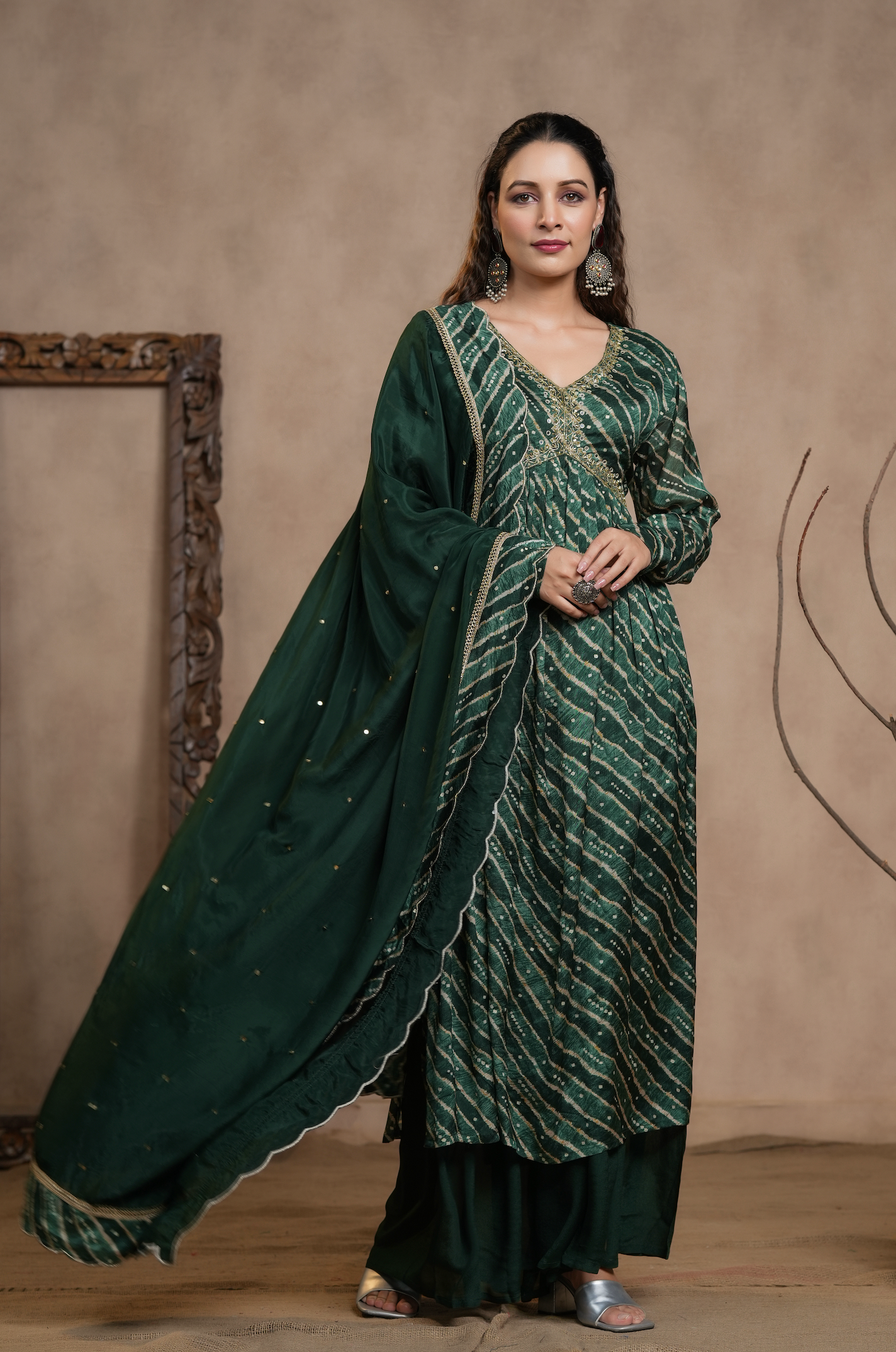 Green Leheriya Suit Set