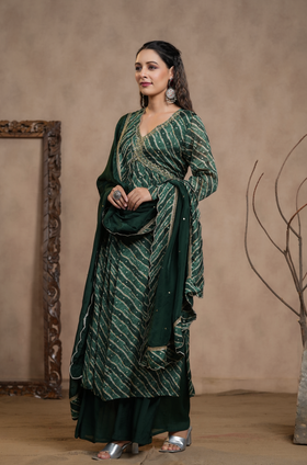 Green Leheriya Suit Set