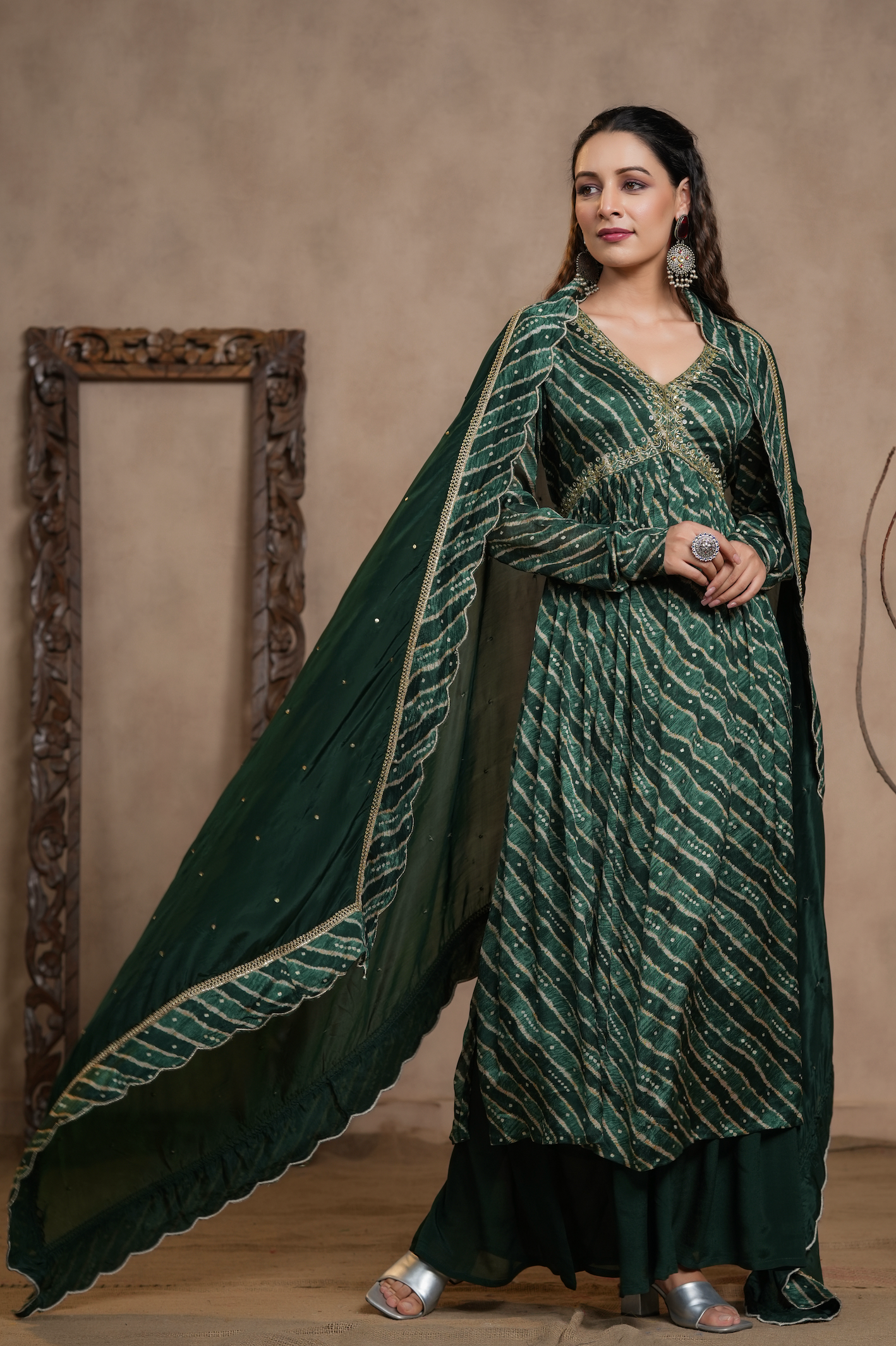 Green Leheriya Suit Set
