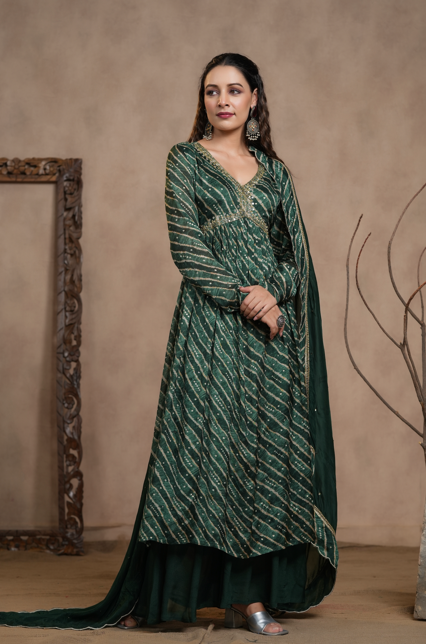 Green Leheriya Suit Set