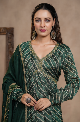 Green Leheriya Suit Set