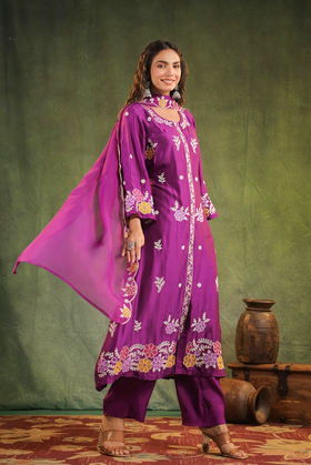 Imperial Purple Silk Kurti Set