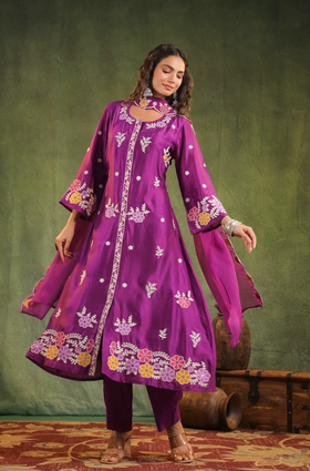 Imperial Purple Silk Kurti Set