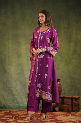 Imperial Purple Silk Kurti Set
