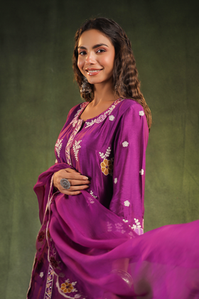 Imperial Purple Silk Kurti Set
