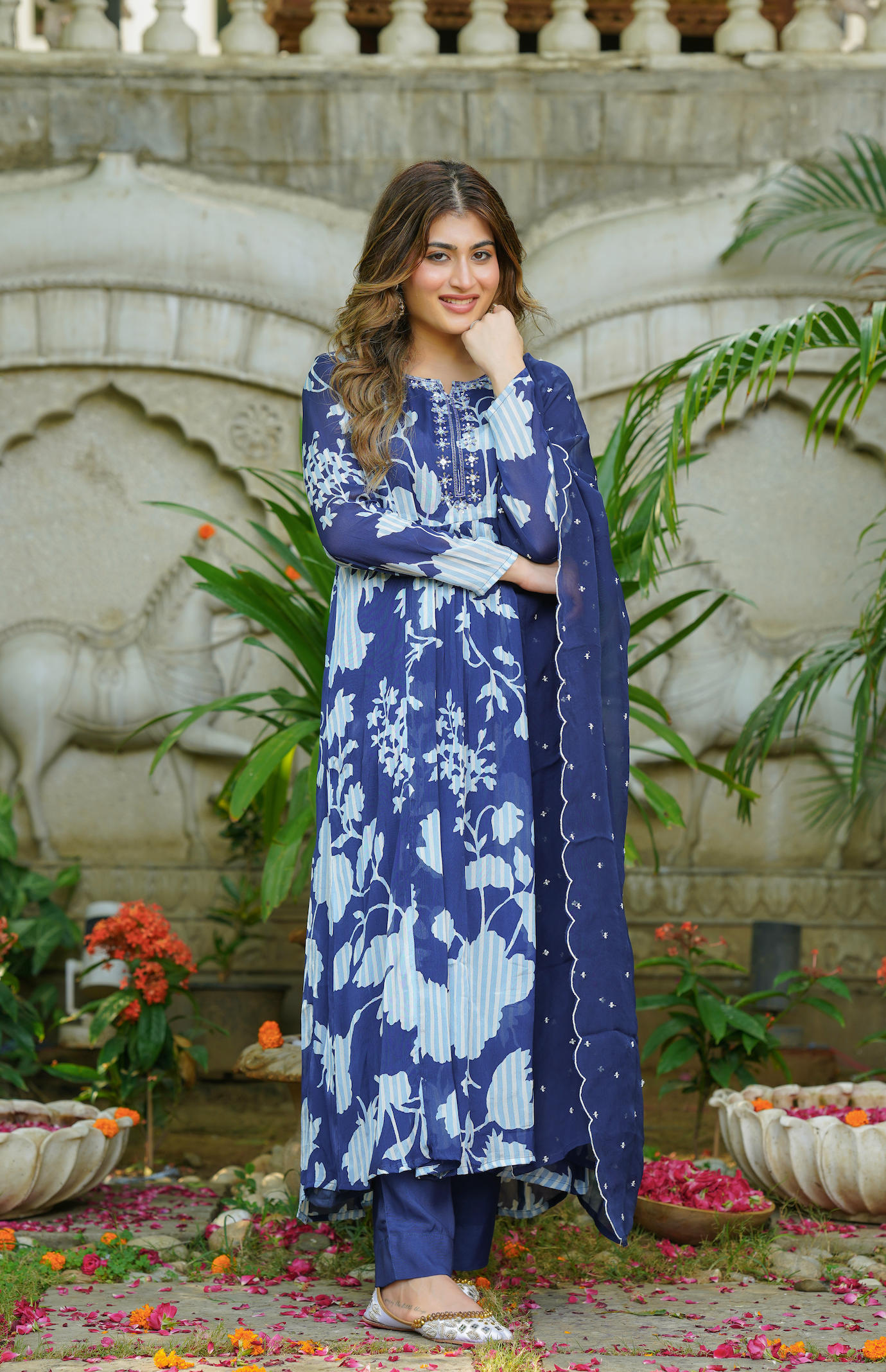 Cobalt Blue Chinnon Suit Set