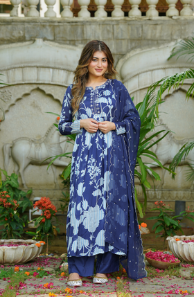 Cobalt Blue Chinnon Suit Set