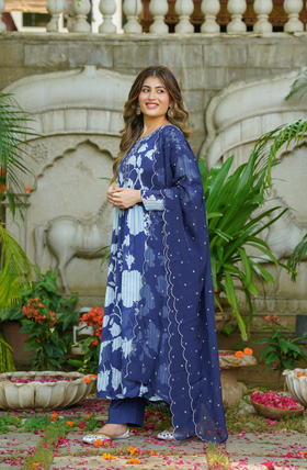 Cobalt Blue Chinnon Suit Set