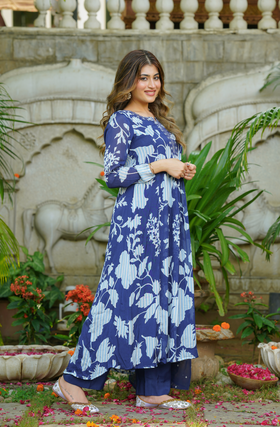 Cobalt Blue Chinnon Suit Set