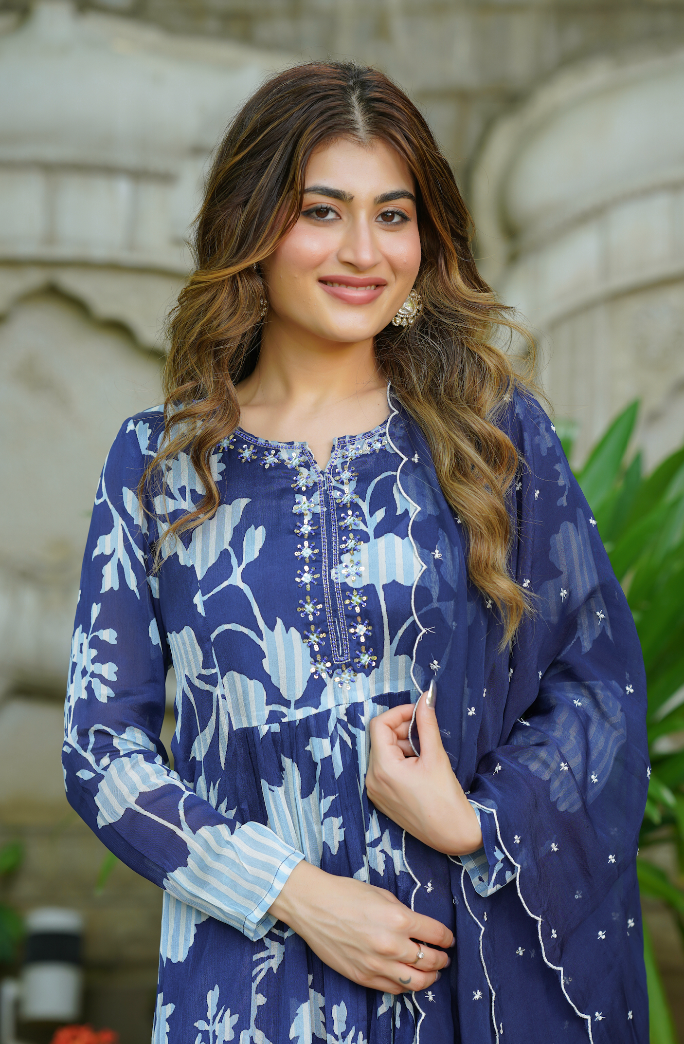 Cobalt Blue Chinnon Suit Set