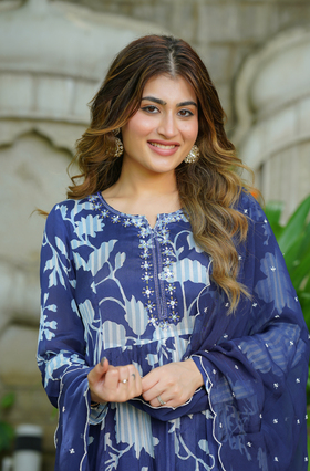 Cobalt Blue Chinnon Suit Set