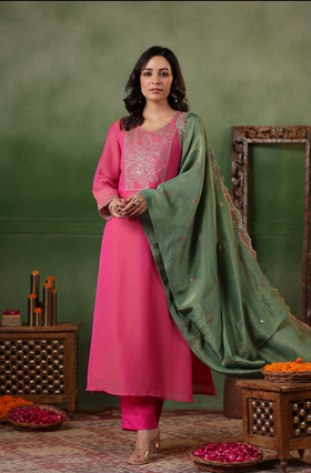 Cerise Pink Shimmer Suit Set