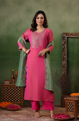 Cerise Pink Shimmer Suit Set