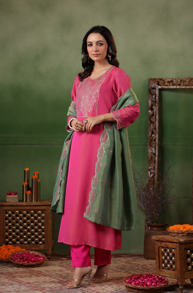 Cerise Pink Shimmer Suit Set