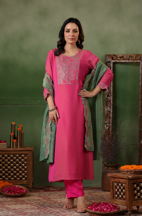Cerise Pink Shimmer Suit Set