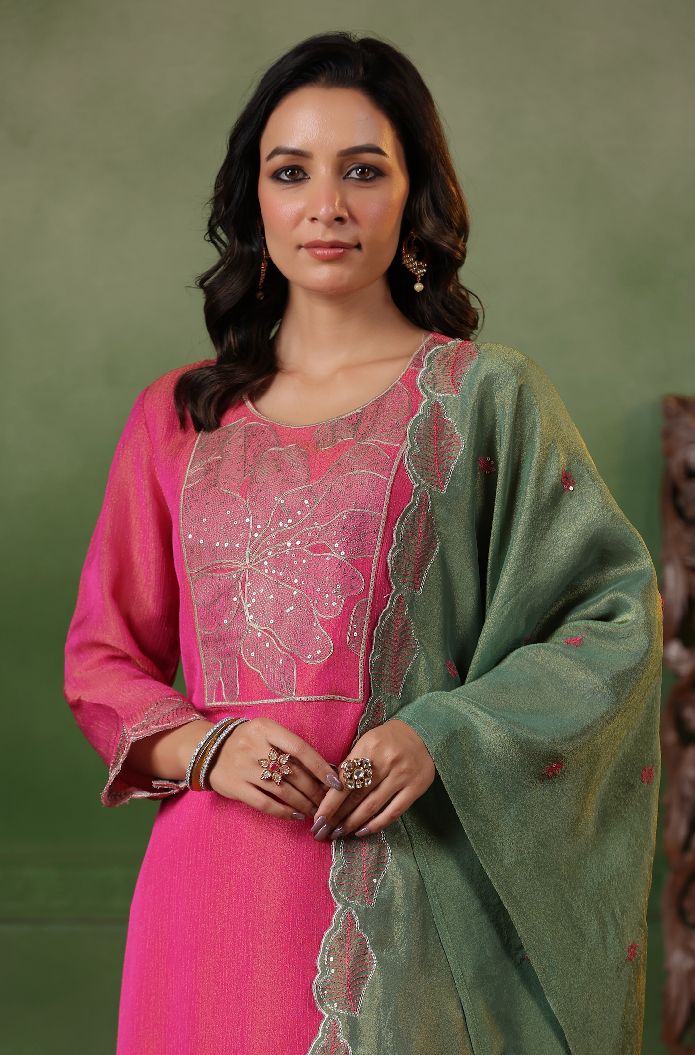 Cerise Pink Shimmer Suit Set