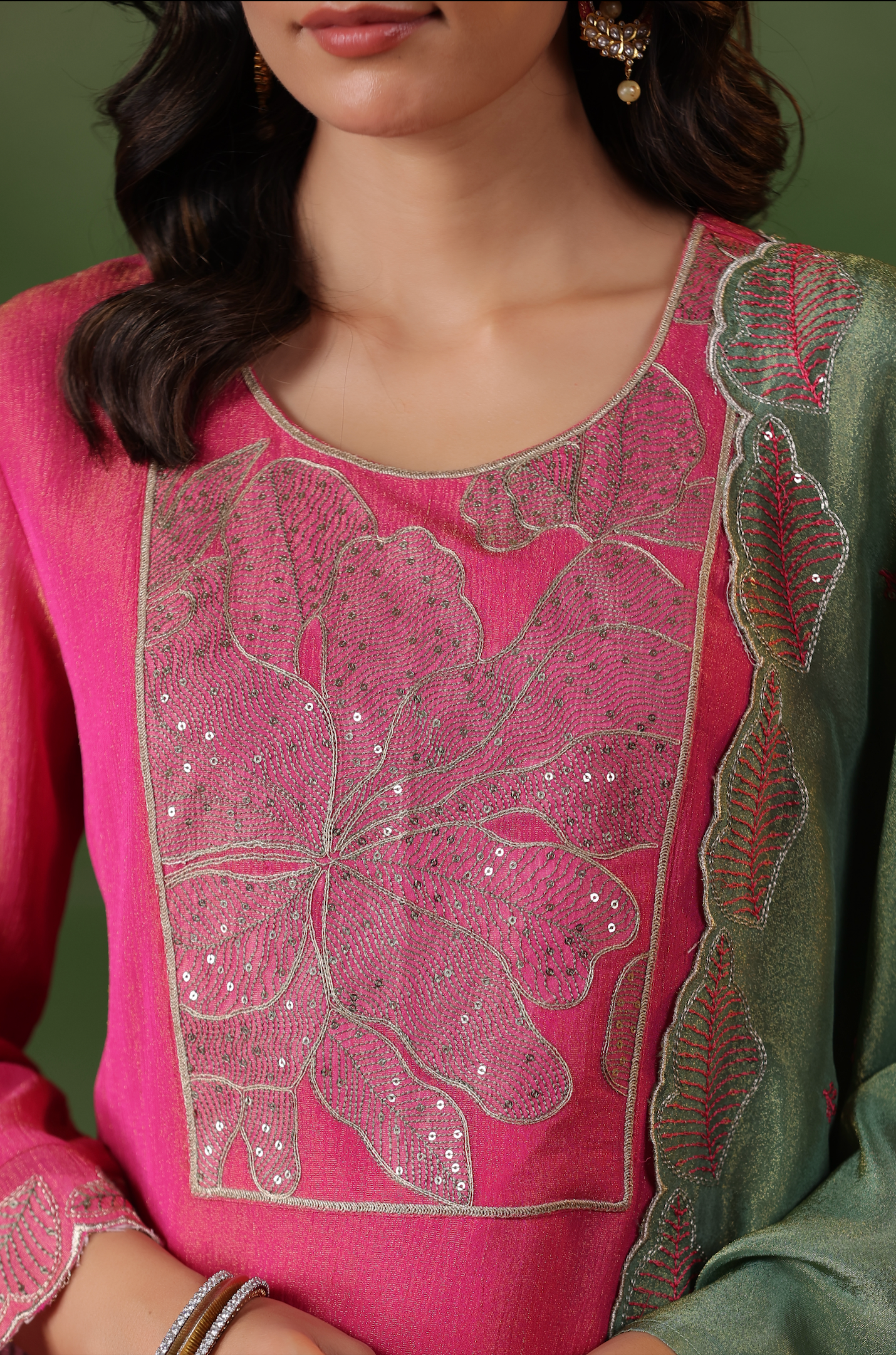 Cerise Pink Shimmer Suit Set