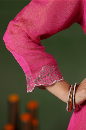 Cerise Pink Shimmer Suit Set