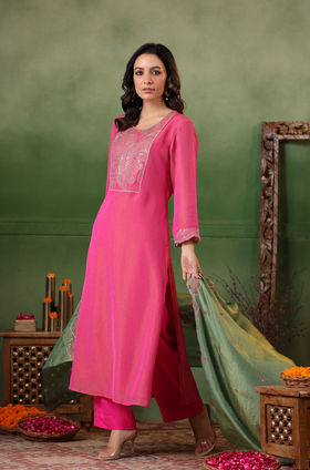Cerise Pink Shimmer Suit Set