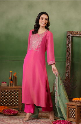 Cerise Pink Shimmer Suit Set