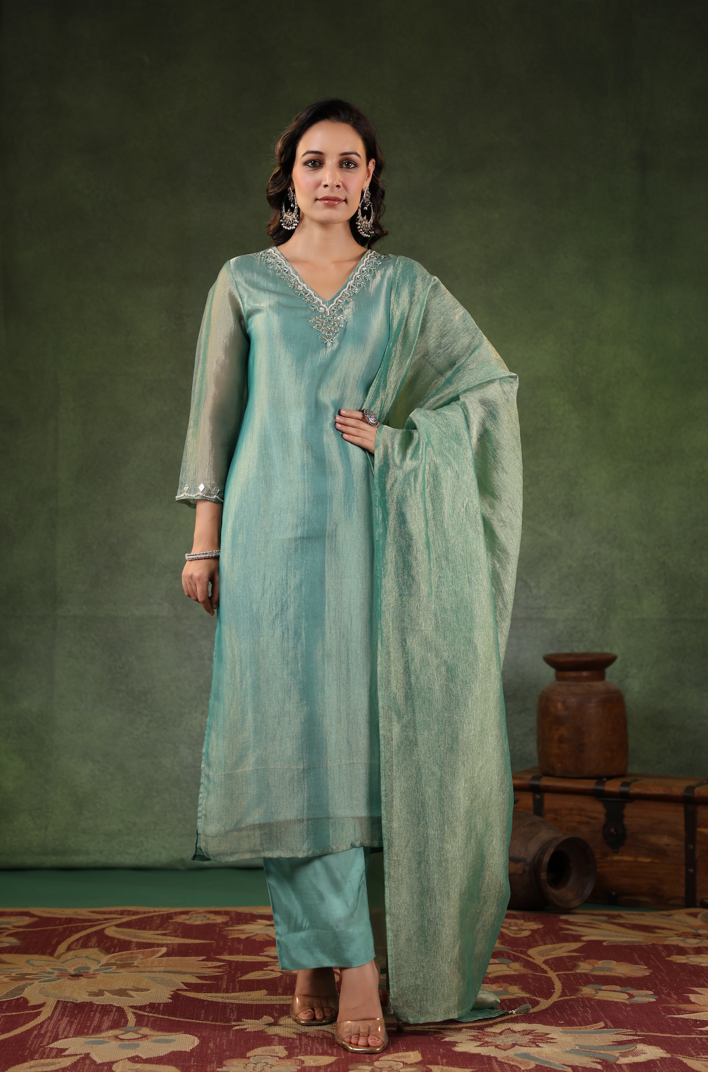 Tiffany Blue Shimmer Suit Set