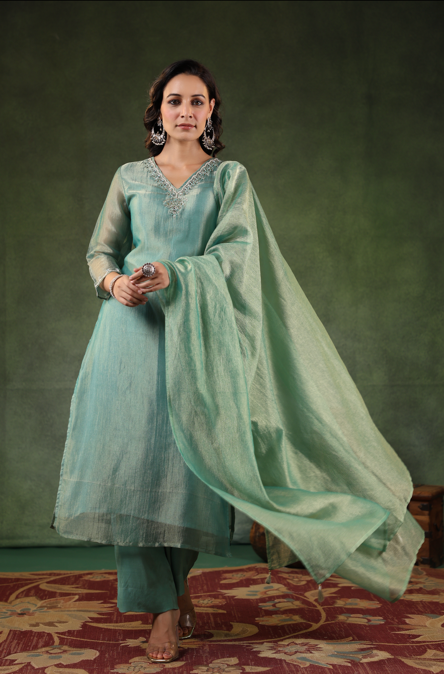 Tiffany Blue Shimmer Suit Set