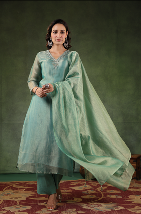 Tiffany Blue Shimmer Suit Set