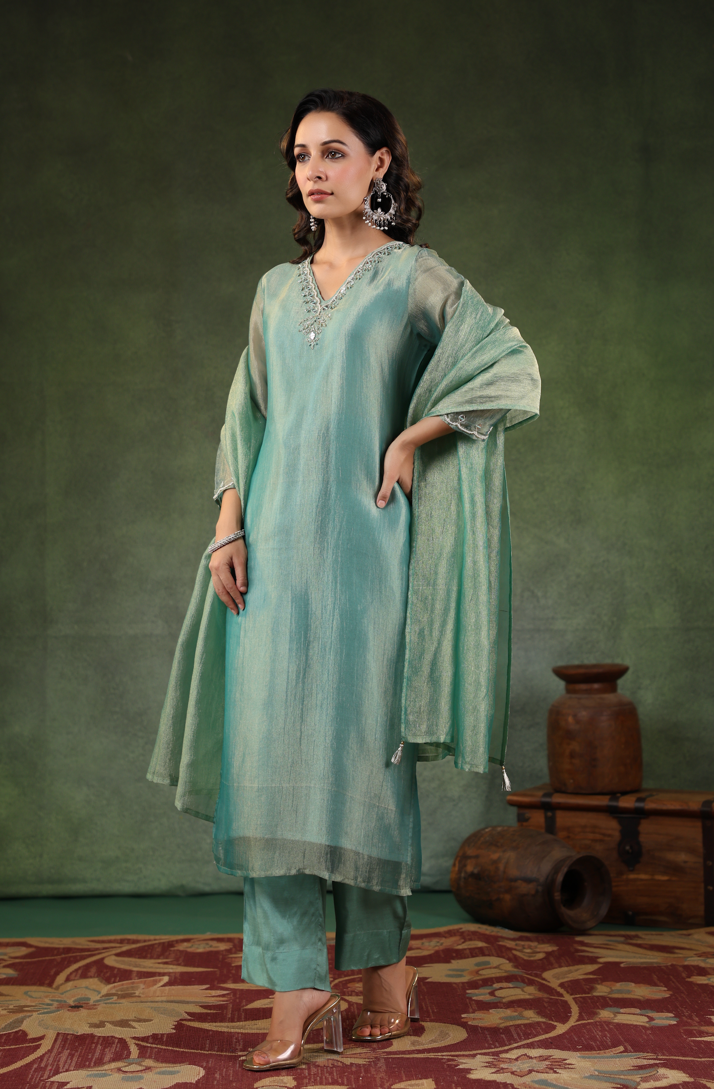 Tiffany Blue Shimmer Suit Set