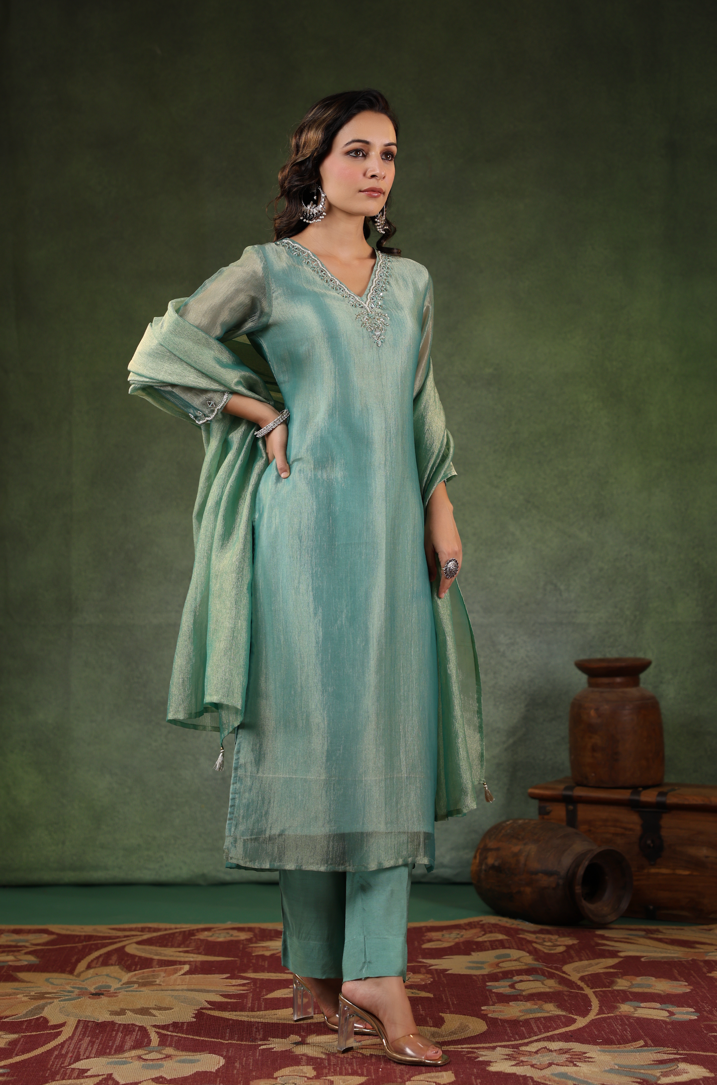 Tiffany Blue Shimmer Suit Set