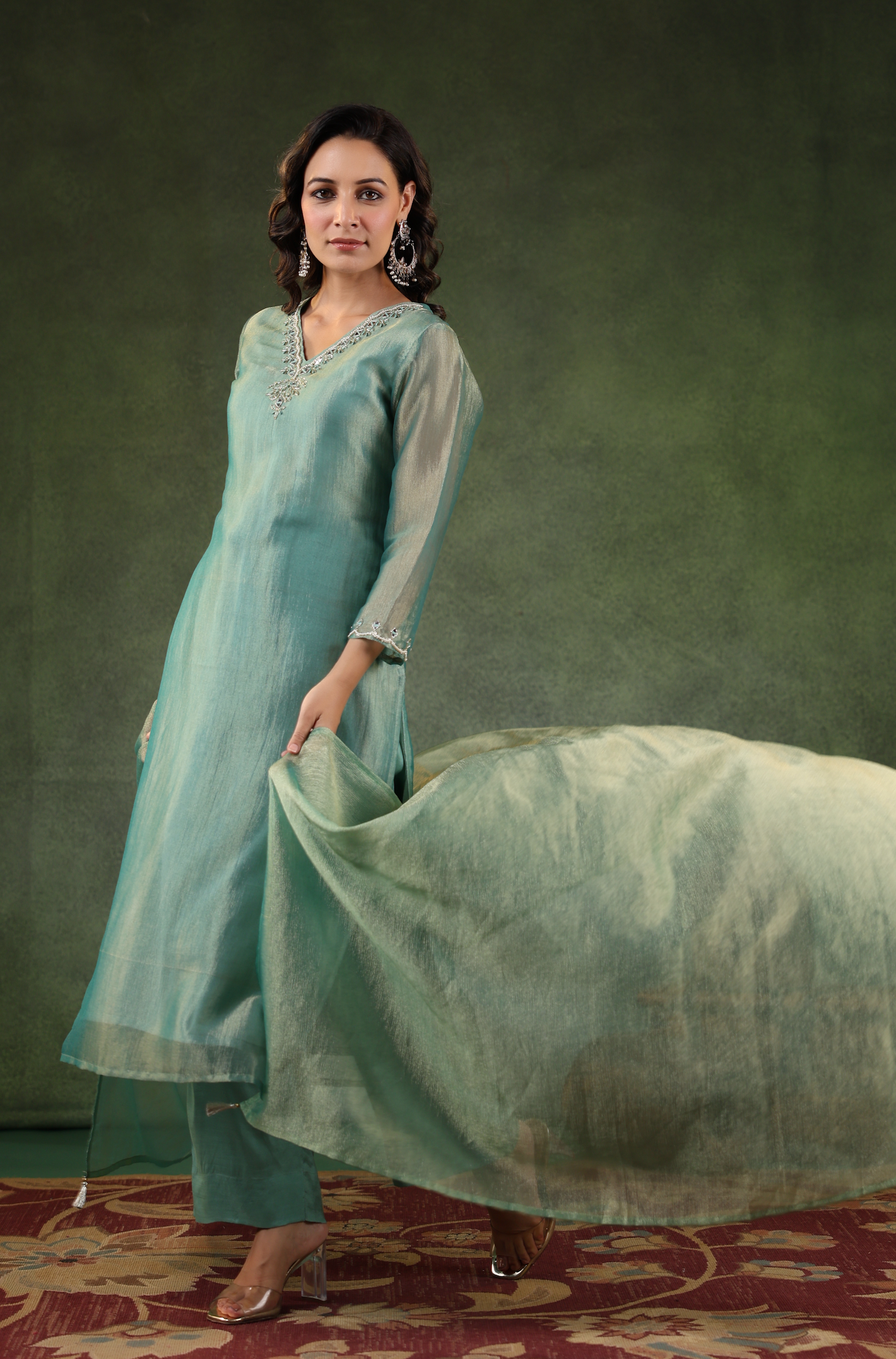 Tiffany Blue Shimmer Suit Set