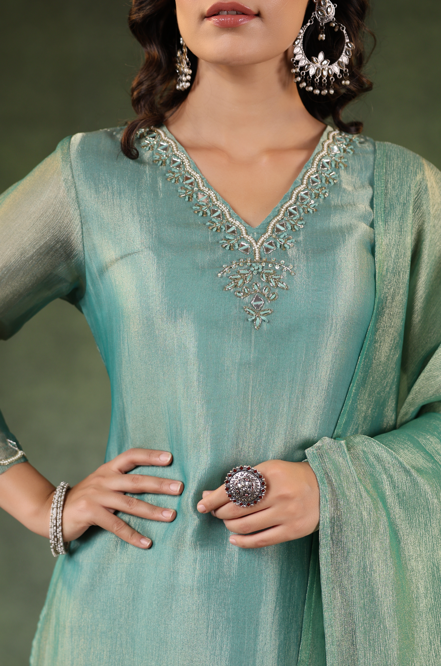 Tiffany Blue Shimmer Suit Set