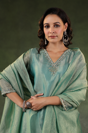 Tiffany Blue Shimmer Suit Set
