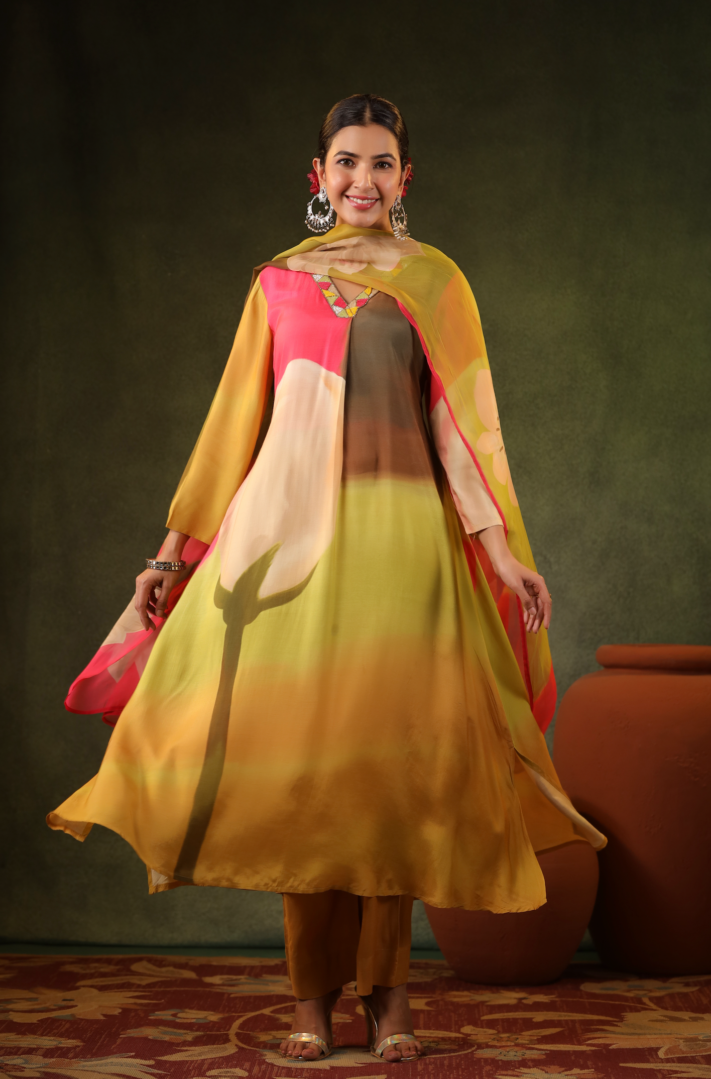 Multicoloured Muslin Suit Set