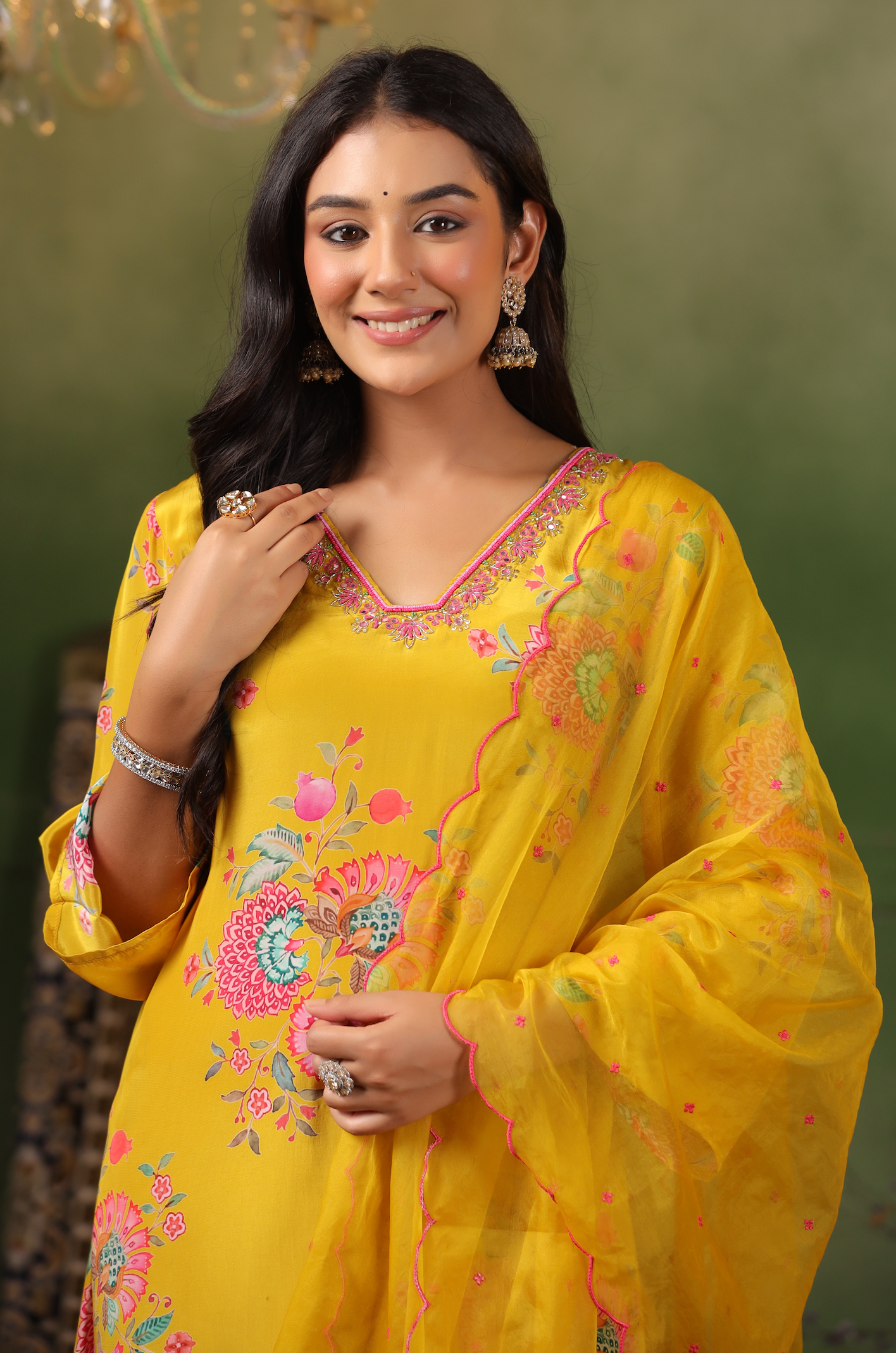 Mustard Yellow Crepe Suit Set
