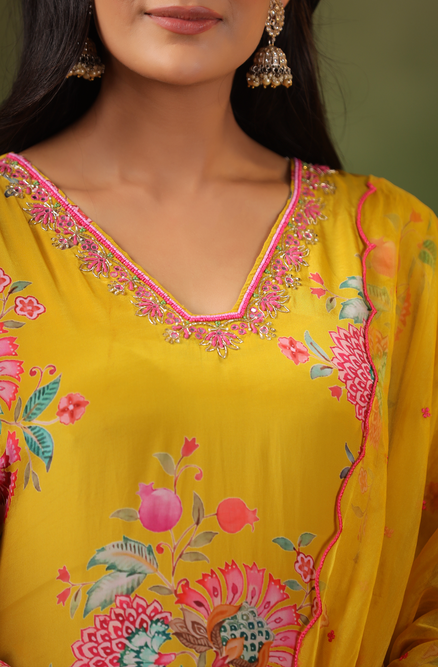 Mustard Yellow Crepe Suit Set
