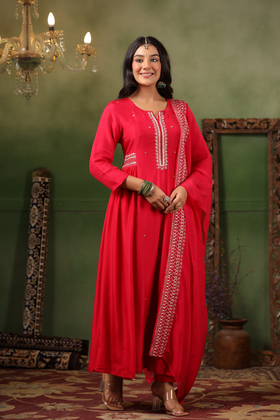 Fuchsia Silk suit Set