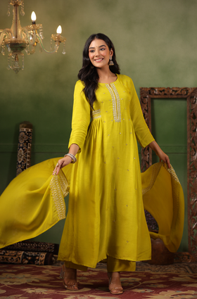 Mustard Silk Suit Set