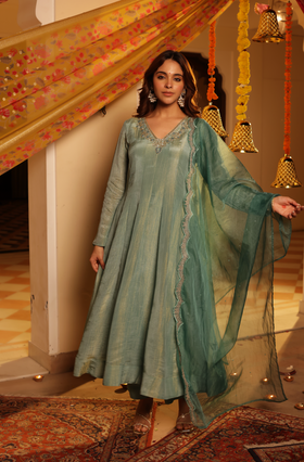 Green Shimmer Suit Set