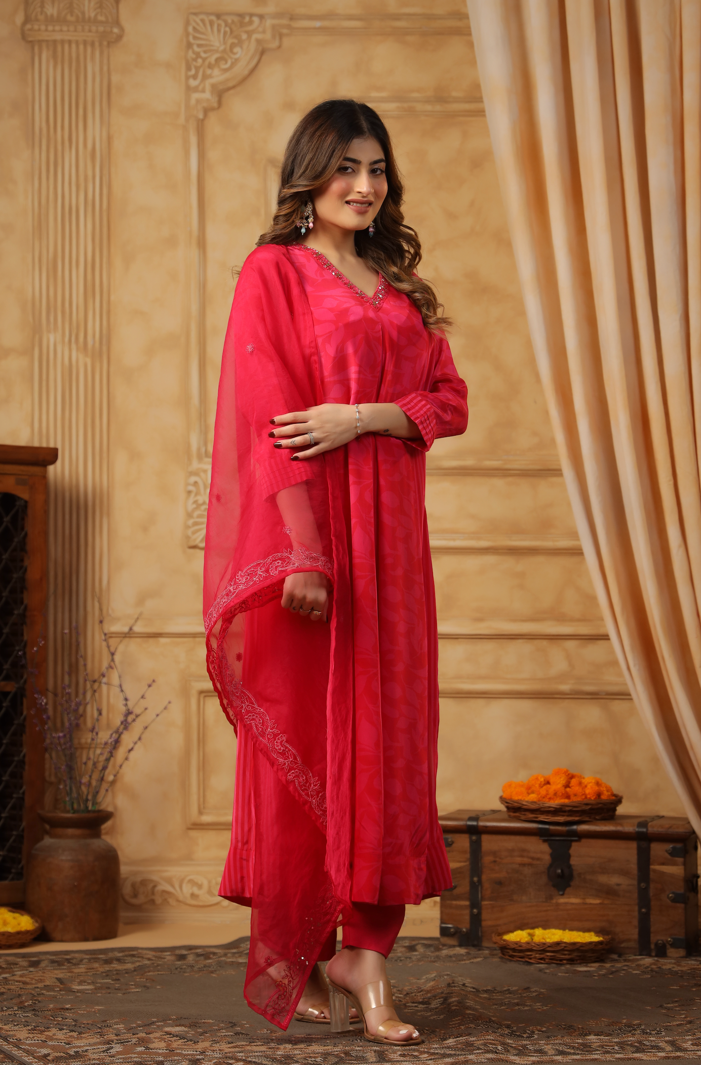 Pink Mirage Crepe Suit Set