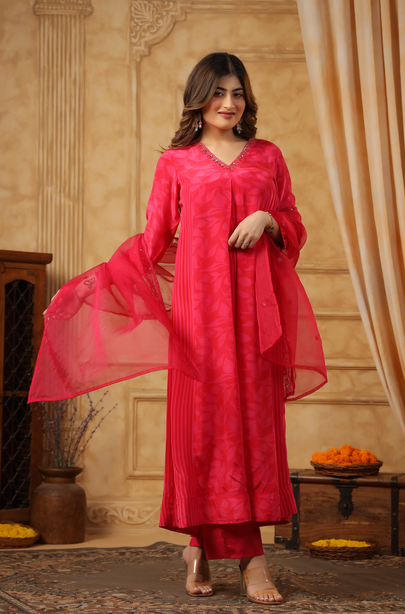 Pink Mirage Crepe Suit Set