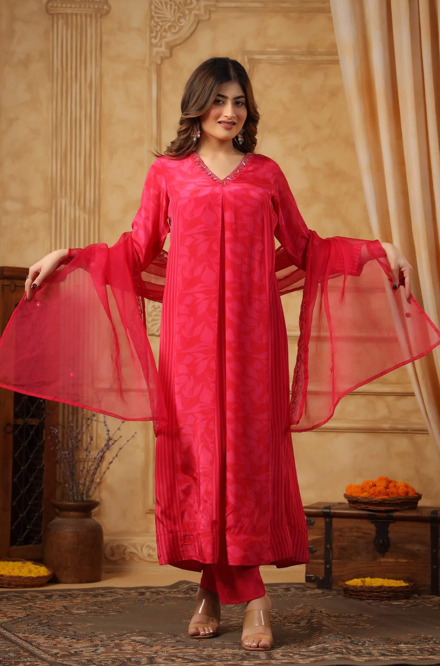 Pink Mirage Crepe Suit Set